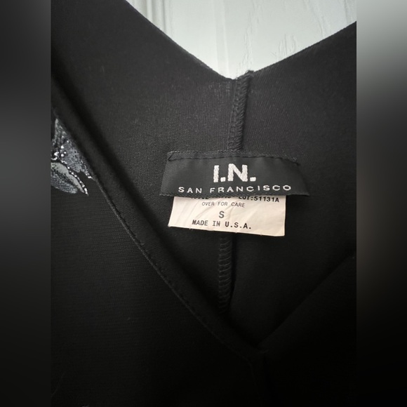 Vintage I.N. San Francisco Black Floral Sleeveless Flutter Midi Dress, Size S - Picture 2 of 5